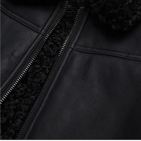 THE KOOPLES BLACK faux fur leather bomber coat jacket nwt sz2 ( medium ) NEW - Picture 5 of 14